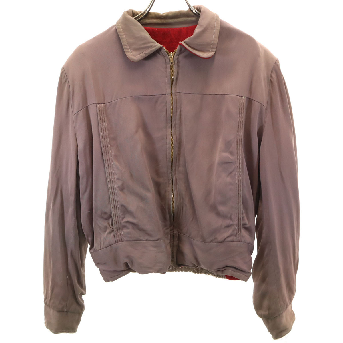 60s ヴィンテージ ギャバジャン リバーシブル ジャケット 小豆色 TALONジップ レディース拍卖