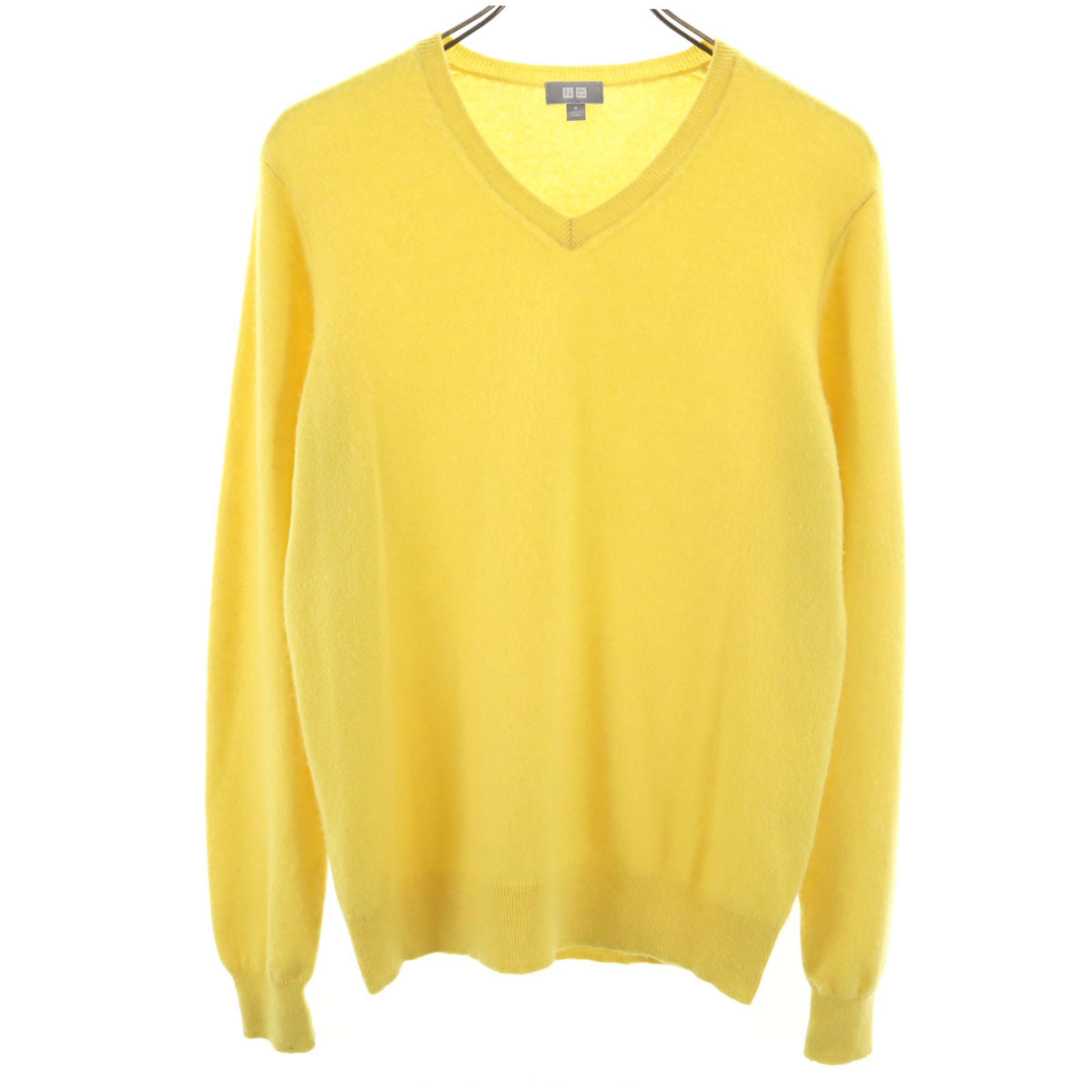 UNIQLO ユニクロ カシミヤ100% 長袖 Vネック セーター M イエロー ニット メンズ拍卖