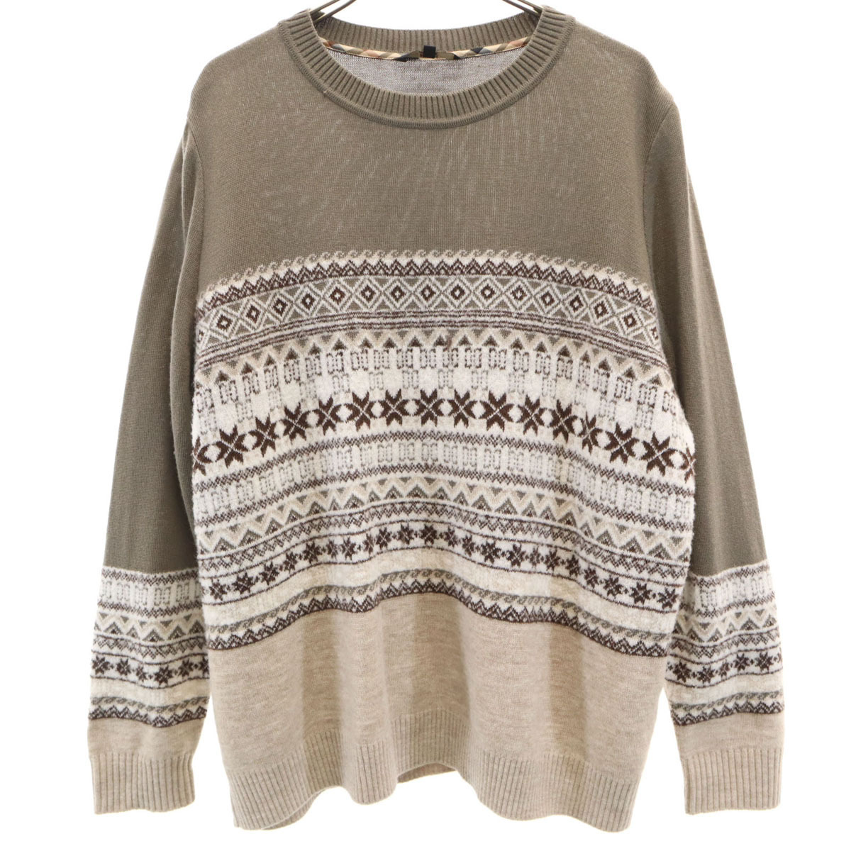 DAKS LONDON ダックスロンドン 日本製 ノルディック柄 長袖 セーター 44 グレー系 ニット メンズ拍卖