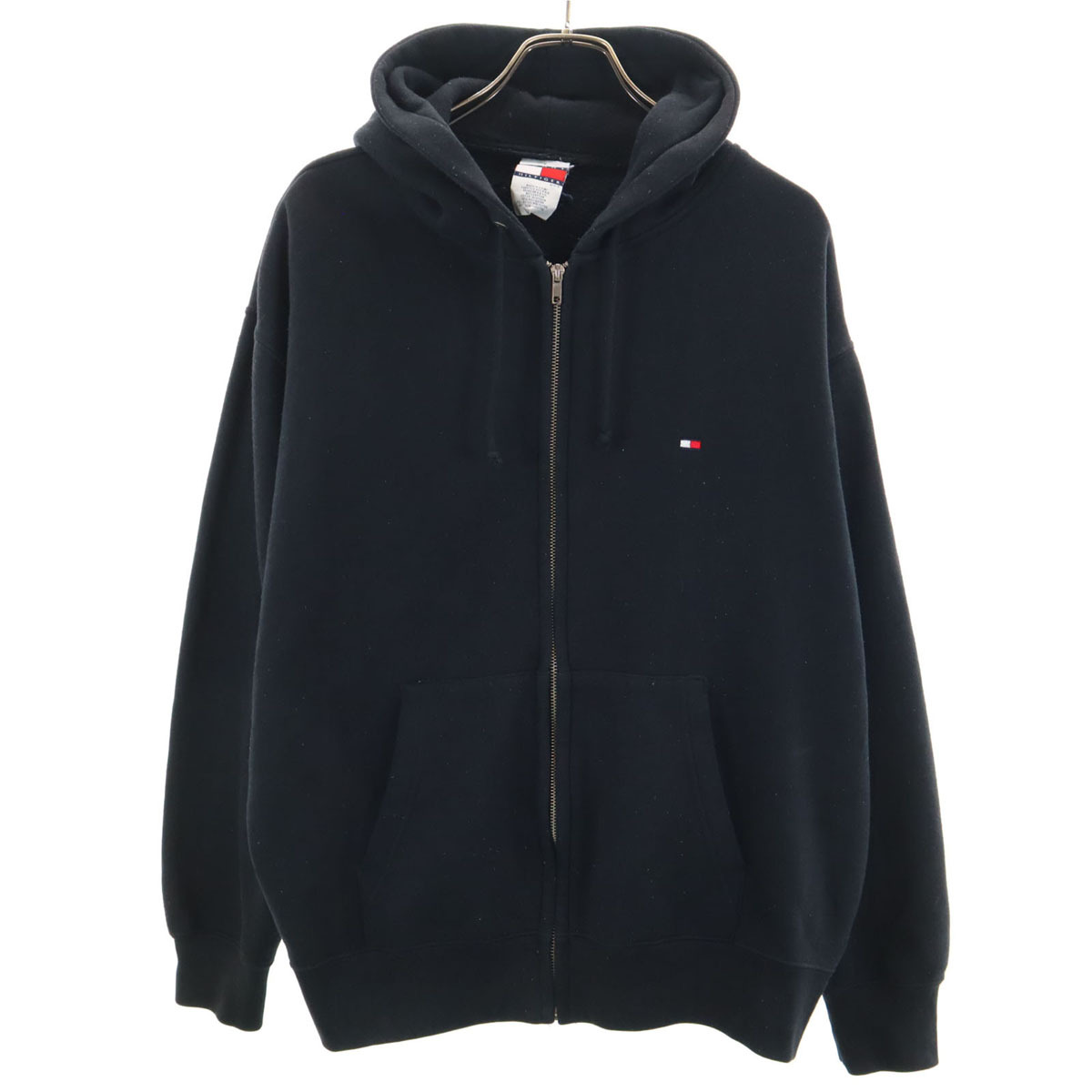 TOMMY HILFIGER トミーヒルフィガー 長袖 スウェット ジップパーカー M ブラック メンズ拍卖