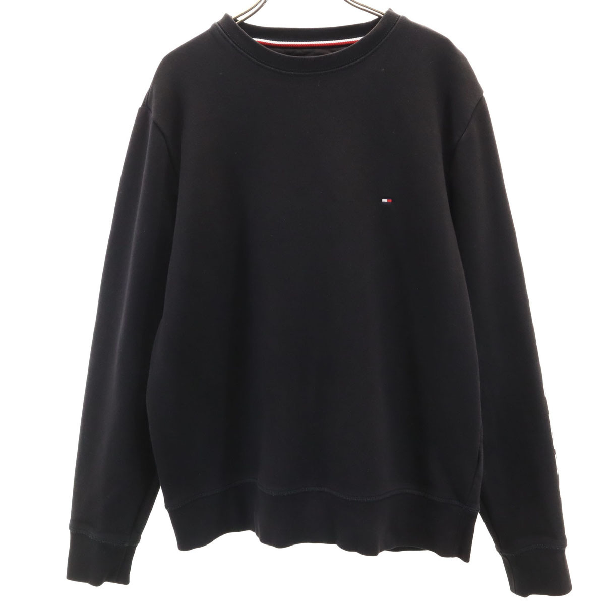 TOMMY HILFIGER トミーヒルフィガー 長袖 スウェット トレーナー L ブラック 裏起毛 メンズ拍卖
