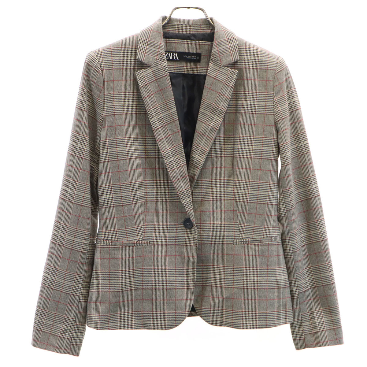 ZARA ザラ チェック柄 テーラードジャケット USA6 グレー レディース拍卖