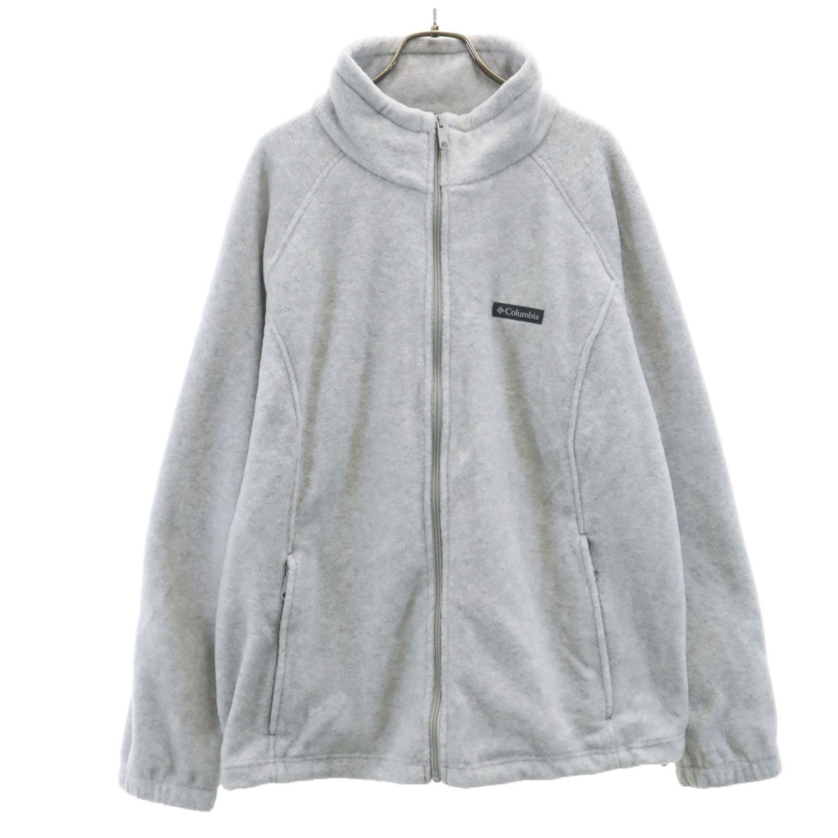美品 Columbia コロンビア 長袖 フリースジャケット 2X グレー アウトドア ビッグサイズ レディース拍卖