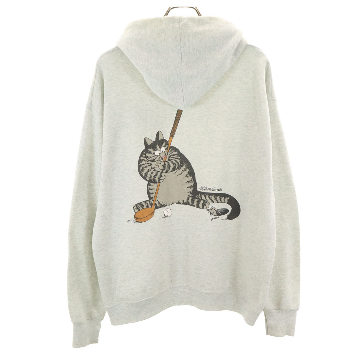 FRUIT OF THE LOOM フルーツオブザルーム 80s USA製 ヴィンテージ バックプリント クリバンキャット 長袖 スウェットパーカー L メンズ拍卖