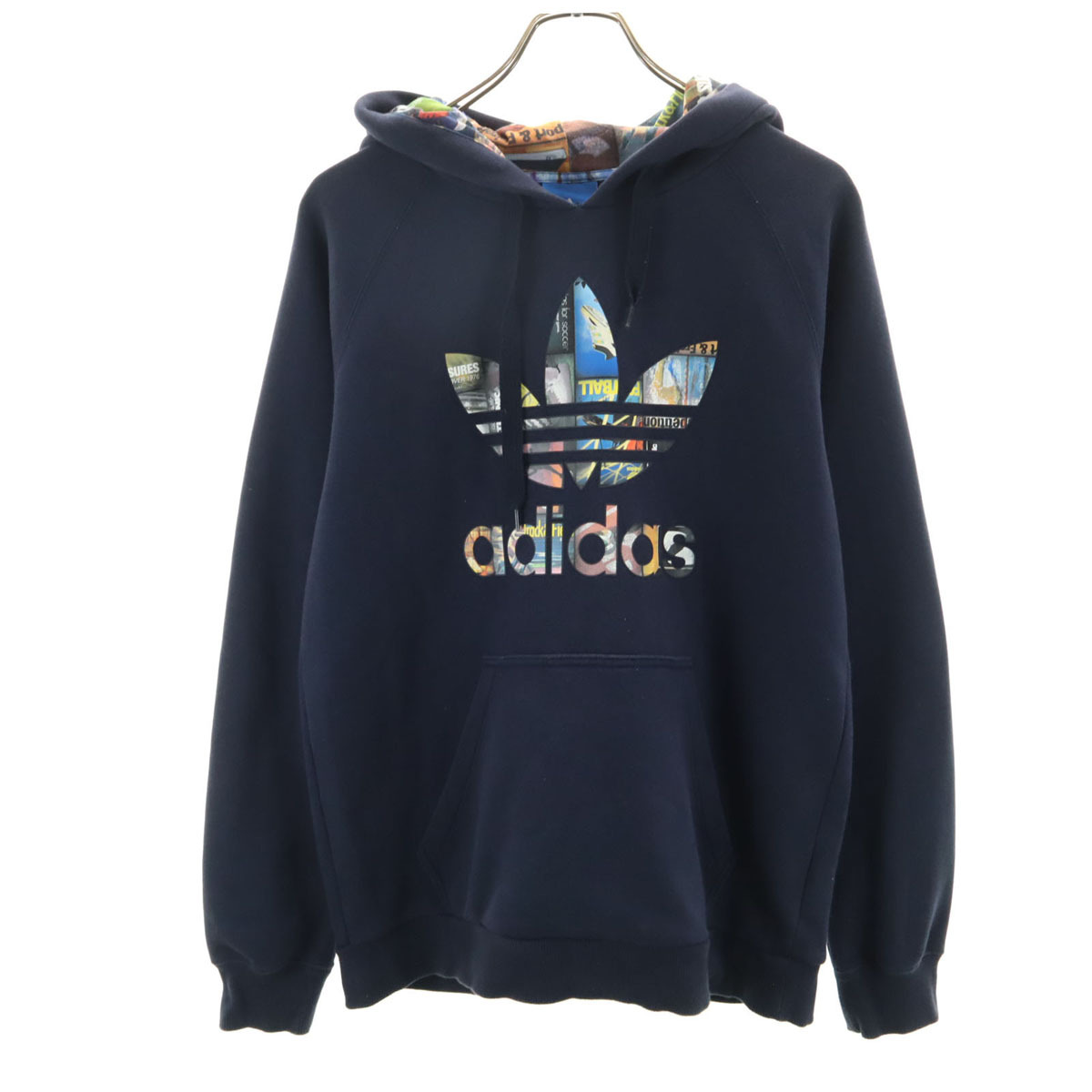 adidas Originals アディダスオリジナルス トレフォイルロゴ 長袖 スウェットパーカー L ネイビー メンズ拍卖
