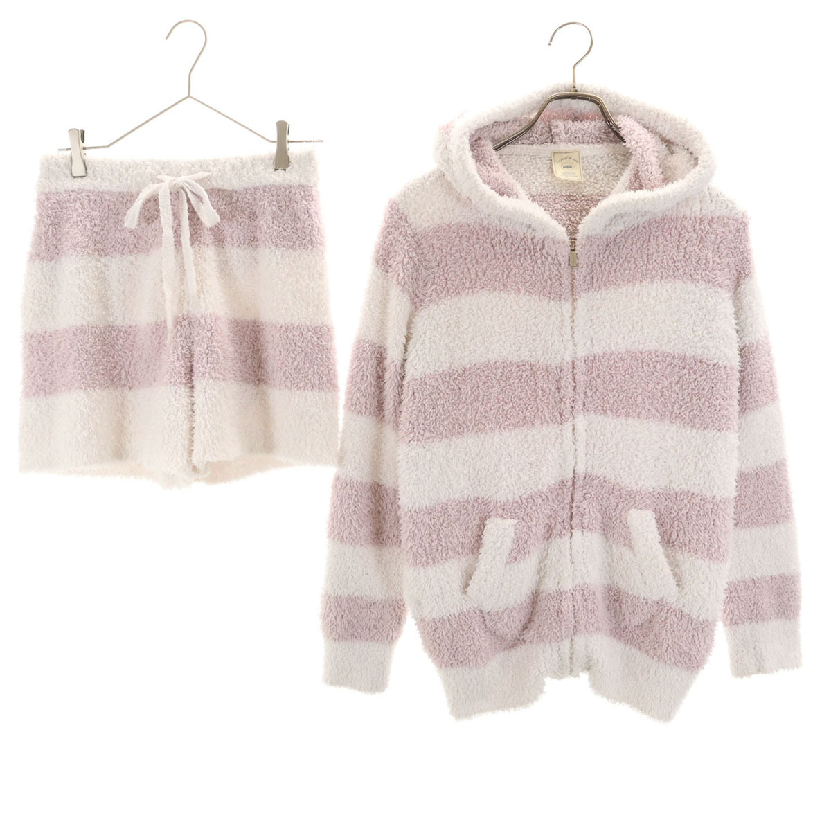 gelato pique ジェラートピケ ボーダー柄 長袖 ルームウェア 上下セットアップ F ピンク系 ふわもこ レディース拍卖