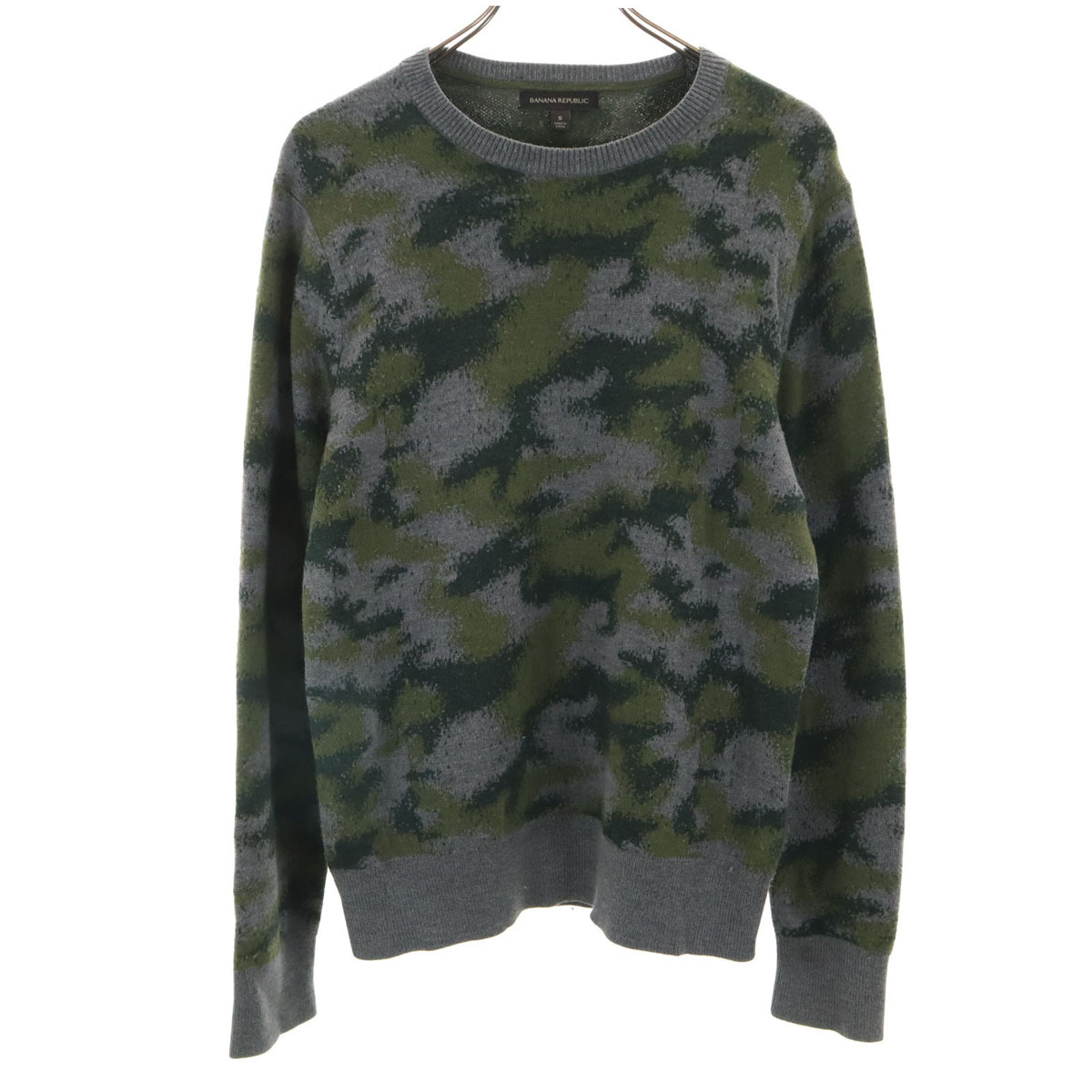 Banana Republic バナナリパブリック カモフラ柄 長袖 セーター S グレー ニット メンズ拍卖