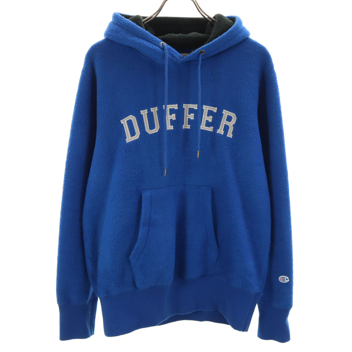 DUFFER ST.GEORGE ダファーオブセントジョージ Champion チャンピオン コラボ 長袖 フリース パーカー L ブルー メンズ拍卖