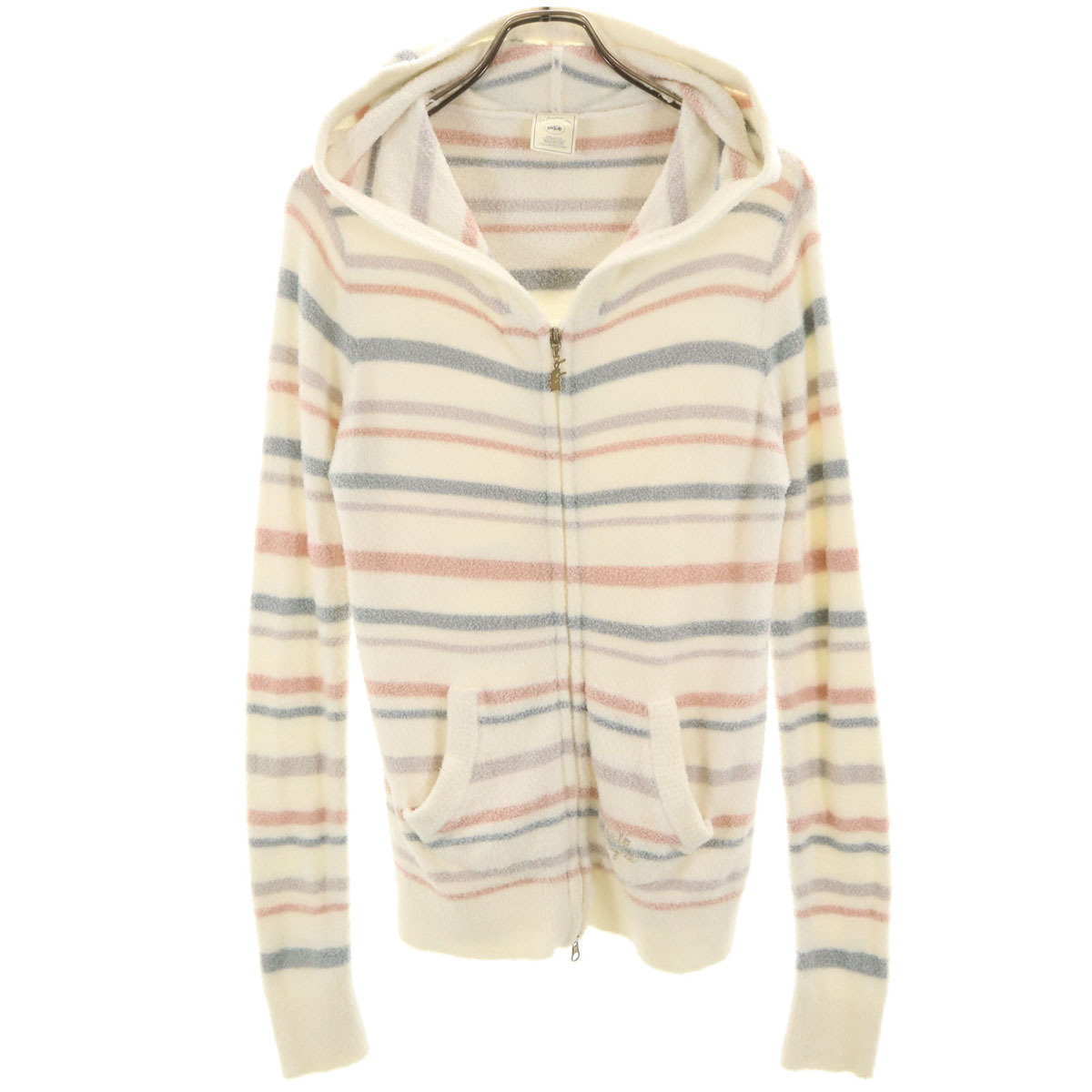 gelato pique ジェラートピケ 細ボーダー 長袖 スムーズィー ジップパーカー F ホワイト系 ルームウェア ジェラピケ レディース拍卖