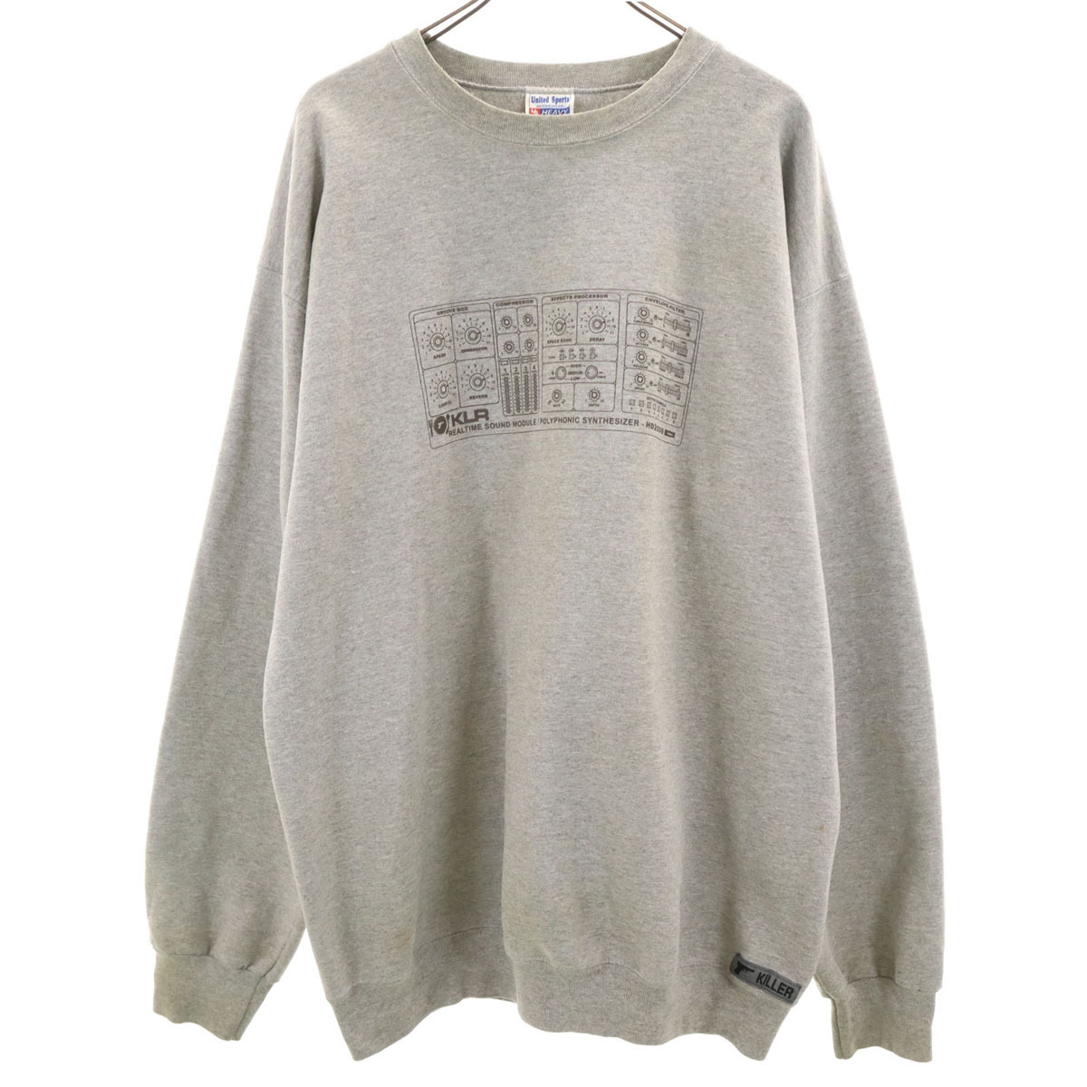 United Sports ユナイテッドスポーツ 00s USA製 プリント 長袖 トレーナー XXL グレー スウェット ビッグサイズ 裏起毛 メンズ拍卖