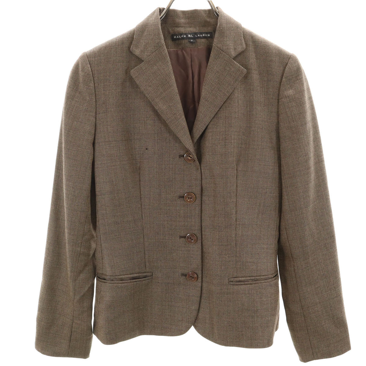 RALPH RL LAUREN ラルフアールエルローレン 日本製 総柄 ジャケット 7 ブラウン系 インパクト21 レディース拍卖
