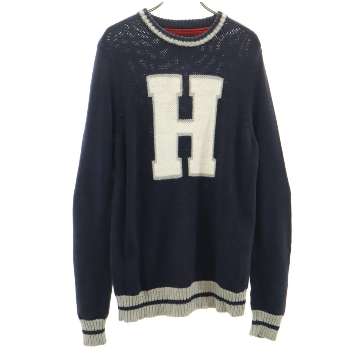 TOMMY HILFIGER トミーヒルフィガー 長袖 ニット S ネイビー セーター メンズ拍卖