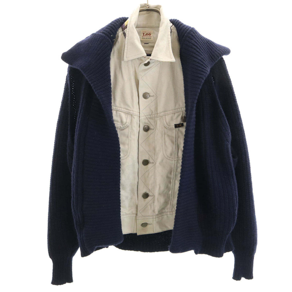 Lee リー トーガアーカイブス TOGA ARCHIVES コラボ ウール ニットジャケット XS ネイビー レディース拍卖