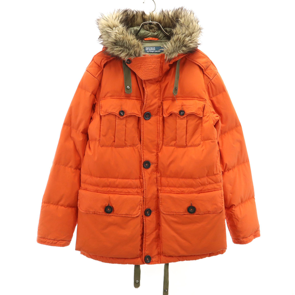 Polo by Ralph Lauren ポロバイラルフローレン ワックスコーティング加工 ダウンジャケット S オレンジ メンズ拍卖