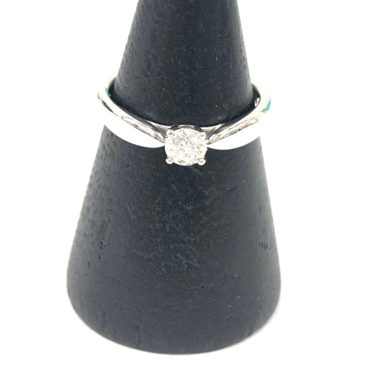TIFFANY&Co. ティファニーリング pt950/68956110 D0.21ct刻印あり サイズ7号 総重量3.16g 箱・ケースあり【DKAC5008】拍卖