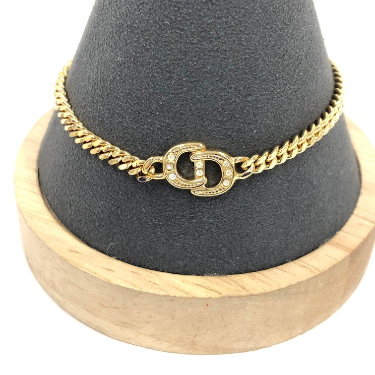 Christian Dior クリスチャンディオール アクセサリー ブレスレット CDロゴ ラインストーン 保存袋付き【DKAB1030】拍卖