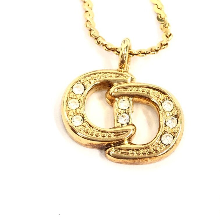 Christian Dior クリスチャンディオール アクセサリー ネックレス CDロゴ ラインストーン【DKAB1009】拍卖