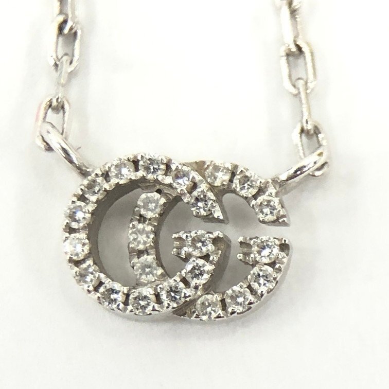 GUCCI グッチ Au750 GGランニング ストーン ネックレス 総重量3.15g ケース 保存袋付き【DKAD8095】拍卖