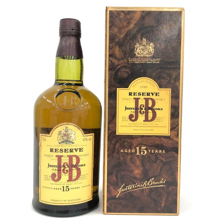 J&B ジャステリーニ&ブルックス スコッチウイスキー 15年 750ml 43% 未開栓 国外酒 箱つき【DKAD2047】拍卖