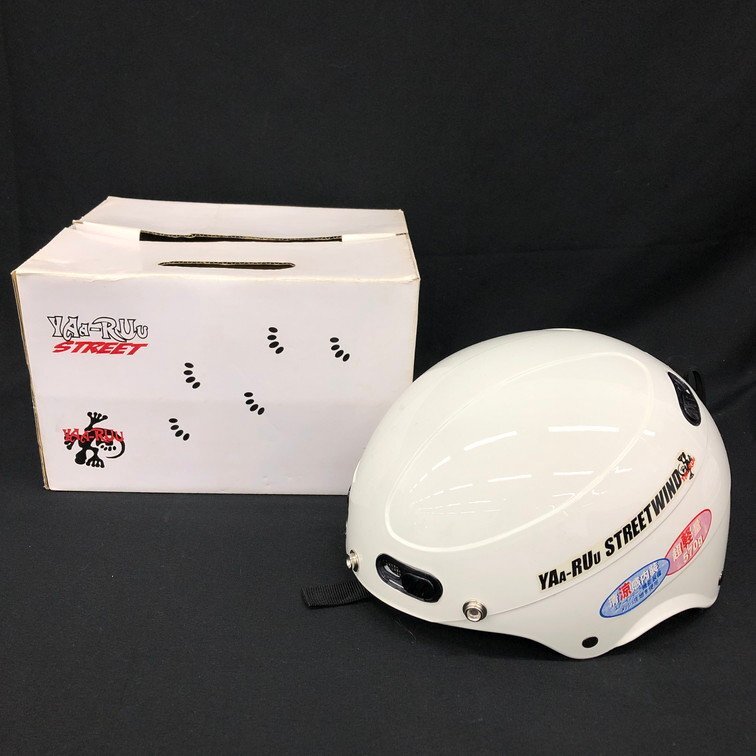 YAA-RUU STREET ハーフ型 ヘルメット STR ホワイト フリーサイズ 箱付き【DKAD6001】拍卖