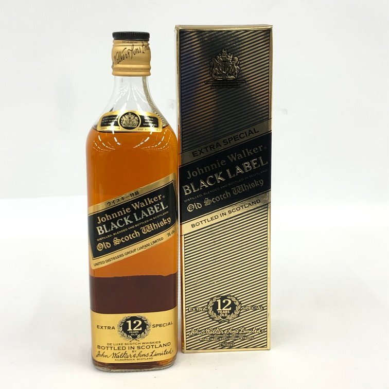 Johnnie Walker ジョニーウォーカー スコッチウイスキー ブラックラベル 12年 750ml 43% 未開栓 国外酒 箱つき【DKAE9074】拍卖
