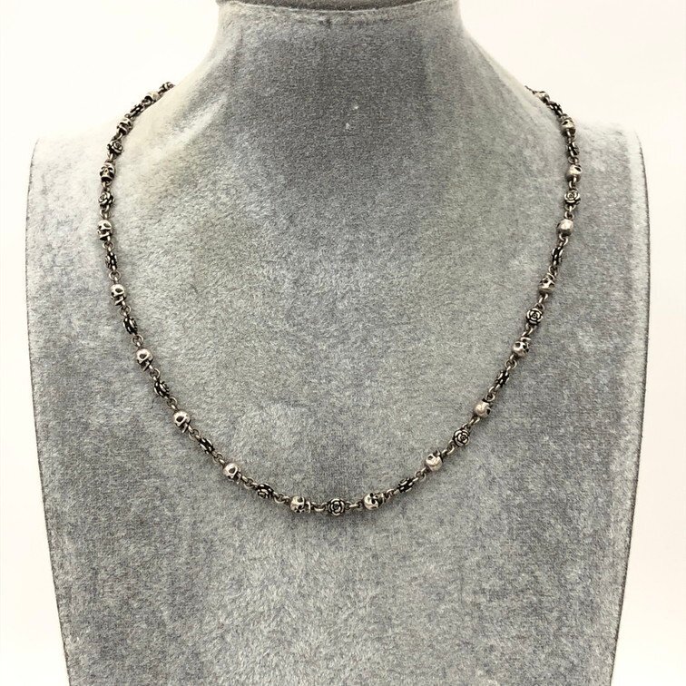 JUSTIN DAVIS ジャスティン デイビス ネックレス スカル ローズ 925 総重量33.14g【DKAF3082】拍卖