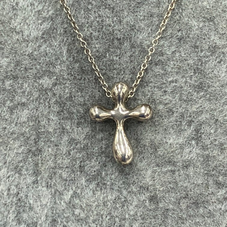 Tiffany & Co. ティファニー SV925 クロス ネックレス 総重量2.75g 保管袋付き【DKAI5033】拍卖