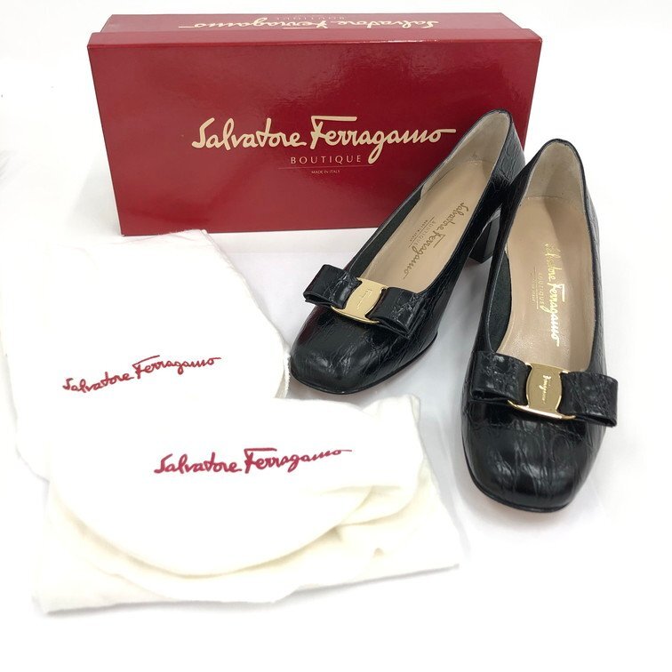 Salvatore Ferragamo サルヴァトーレフェラガモ パンプス C46 B DB 43672 サイズ8 1/2 箱・保存袋あり【DKAY1084】拍卖