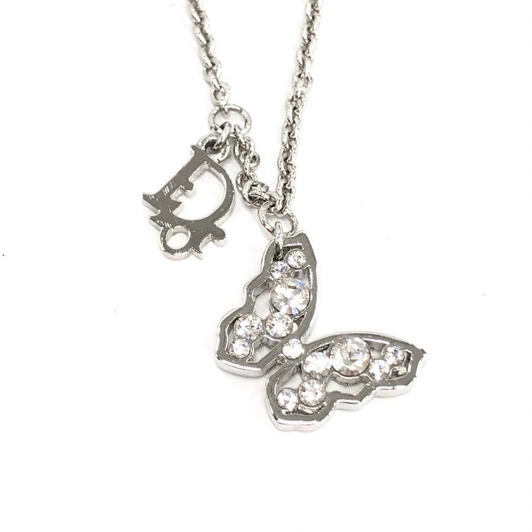 Christian Dior クリスチャンディオール ネックレス 蝶 ラインストーン【DKAY4046】拍卖