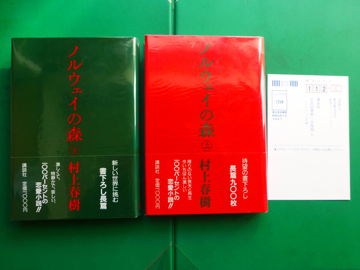 芥川賞受賞作家 「 ノルウェイの森 上下巻 」 村上春樹 1987年講談社刊 初版帯 著者自装拍卖