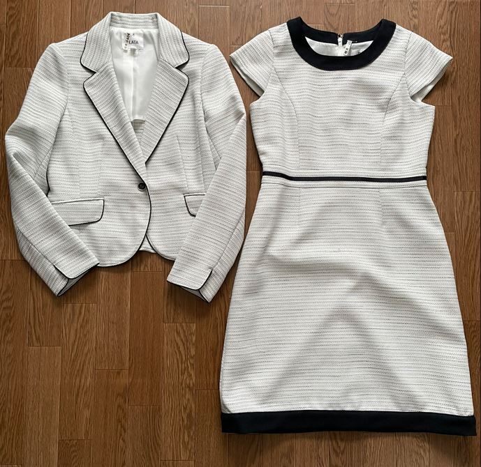 クリーニング済 PLATA プラタ セレモニースーツ ワンピース ツイード 13号 フォーマル 入学式 入園式 卒園式 卒業式拍卖