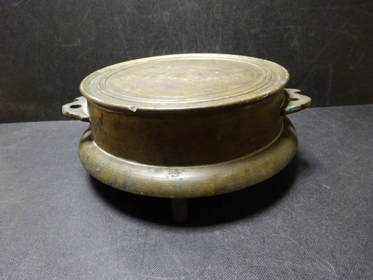 (1)珍品 百万遍「宝暦十三?未年七月吉日 篠原村善養寺薬師堂 江戸西村和泉守作」鉦吾 2.7kg 歴史民俗仏教 検:鉦鐘 鉦鼓 鉦拍卖