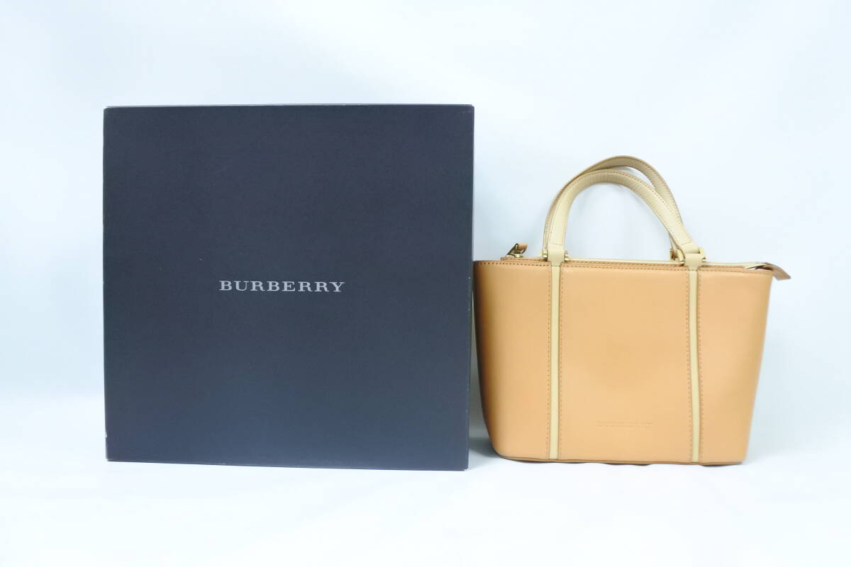 ブランド祭 バッグ祭 BURBERRY バーバリー ハンドバッグ ベージュ系 箱付 内側 ノバチェック拍卖
