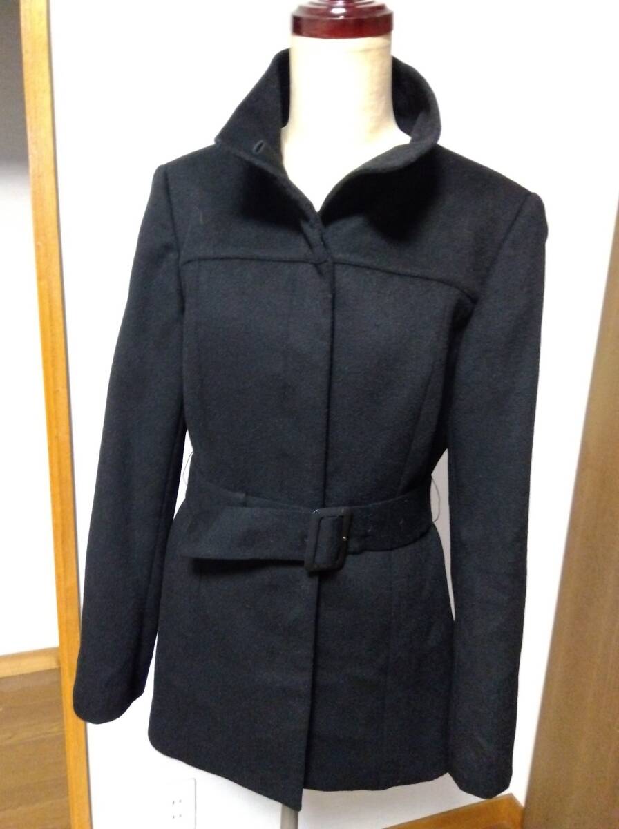◆INDIVI 黑 ウール100% コート ジャケット◆インデヴィ拍卖