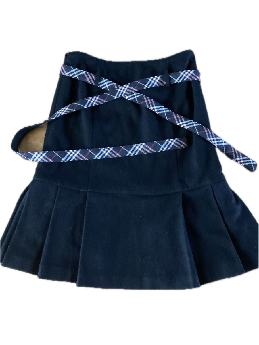 【美品】BURBERRY BLUE LABEL ノバチェック リボン付き フレアスカート ブラック 36サイズ バーバリー スカート拍卖