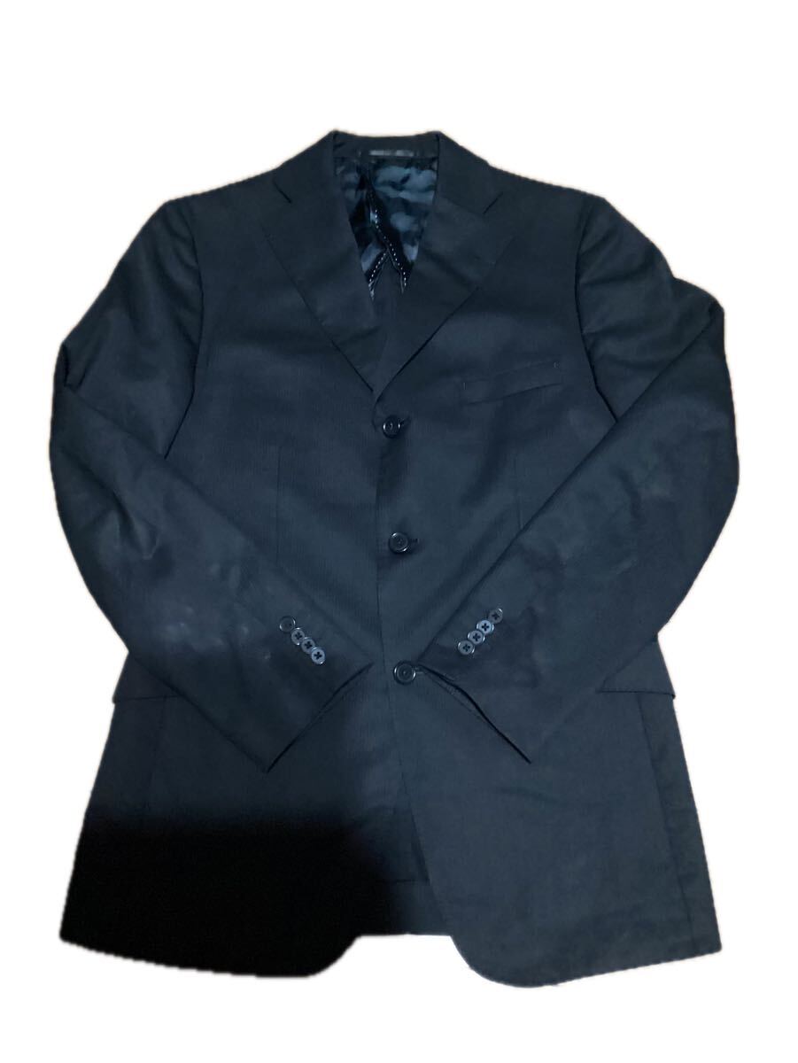 ABAHOUSE アバハウス テーラードジャケット ブラック 2サイズ ストライプ調 裏地あり メンズ ジャケット サイドベンツ スーツ拍卖