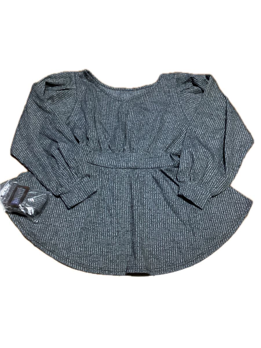 【新品未使用タグ付き】INGNI イング ベルト付き プリーツ風 ニットワンピース グレー Mサイズ レディース拍卖