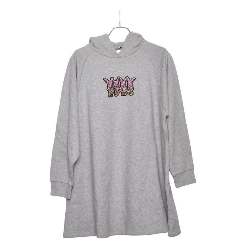 ディオール ラビット プルオーバーパーカー サイズ:13 グレー ピンク イエロー コットン レディース Dior 【中古】拍卖
