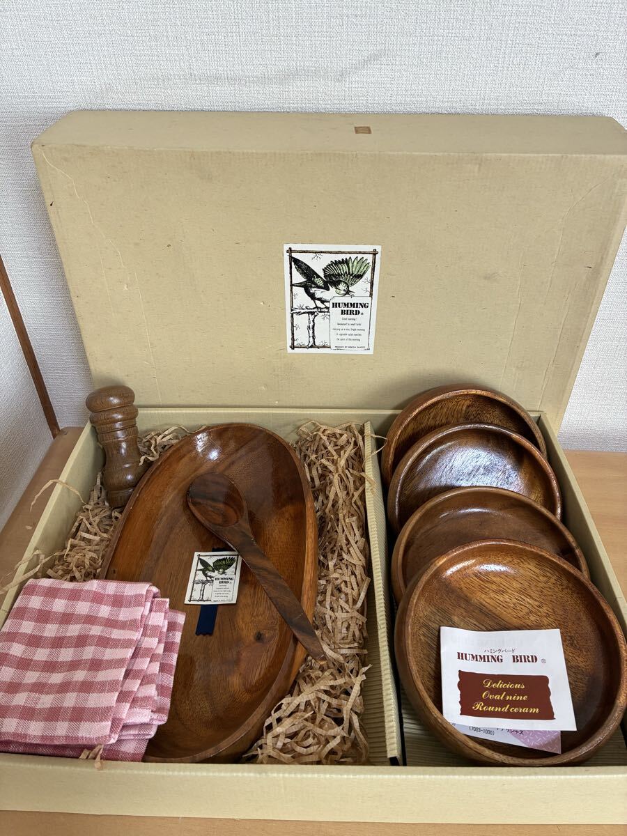 S25112004 ハミングバード HUMMING 木製サラダボウルセット ペッパーミル付き 木製 木製食器 おしゃれ 木の器 自宅保管品 美品拍卖