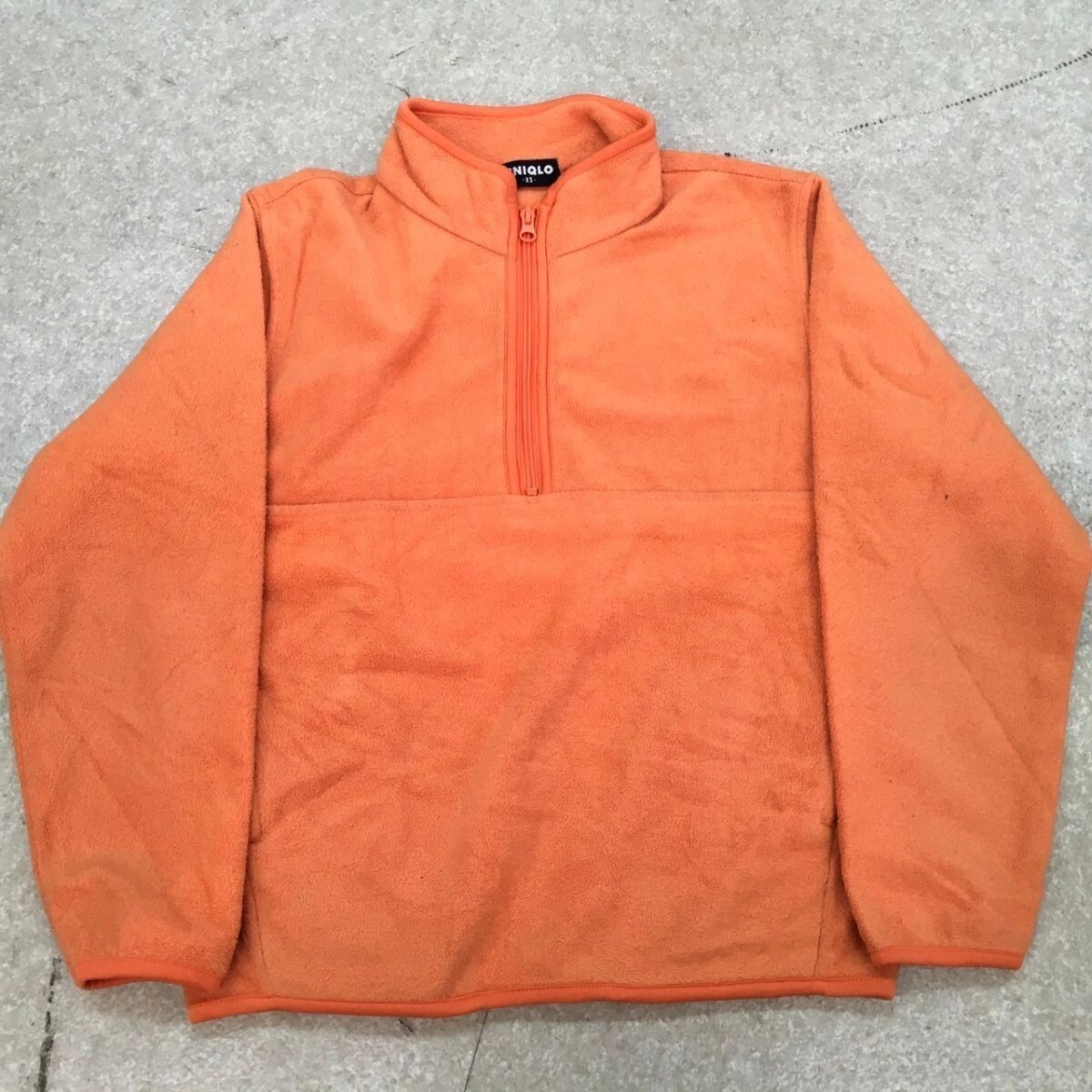 Q281 オールドUNIQLO ユニクロ フリース ハーフジップ XS オレンジ オルユニ メンズ拍卖