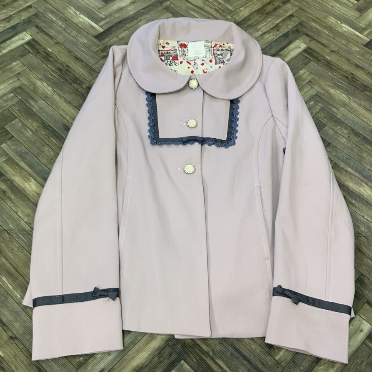 HY1568 Blue rouge かわいい 平成 丸襟 シャツ ピンク サイズ不明拍卖