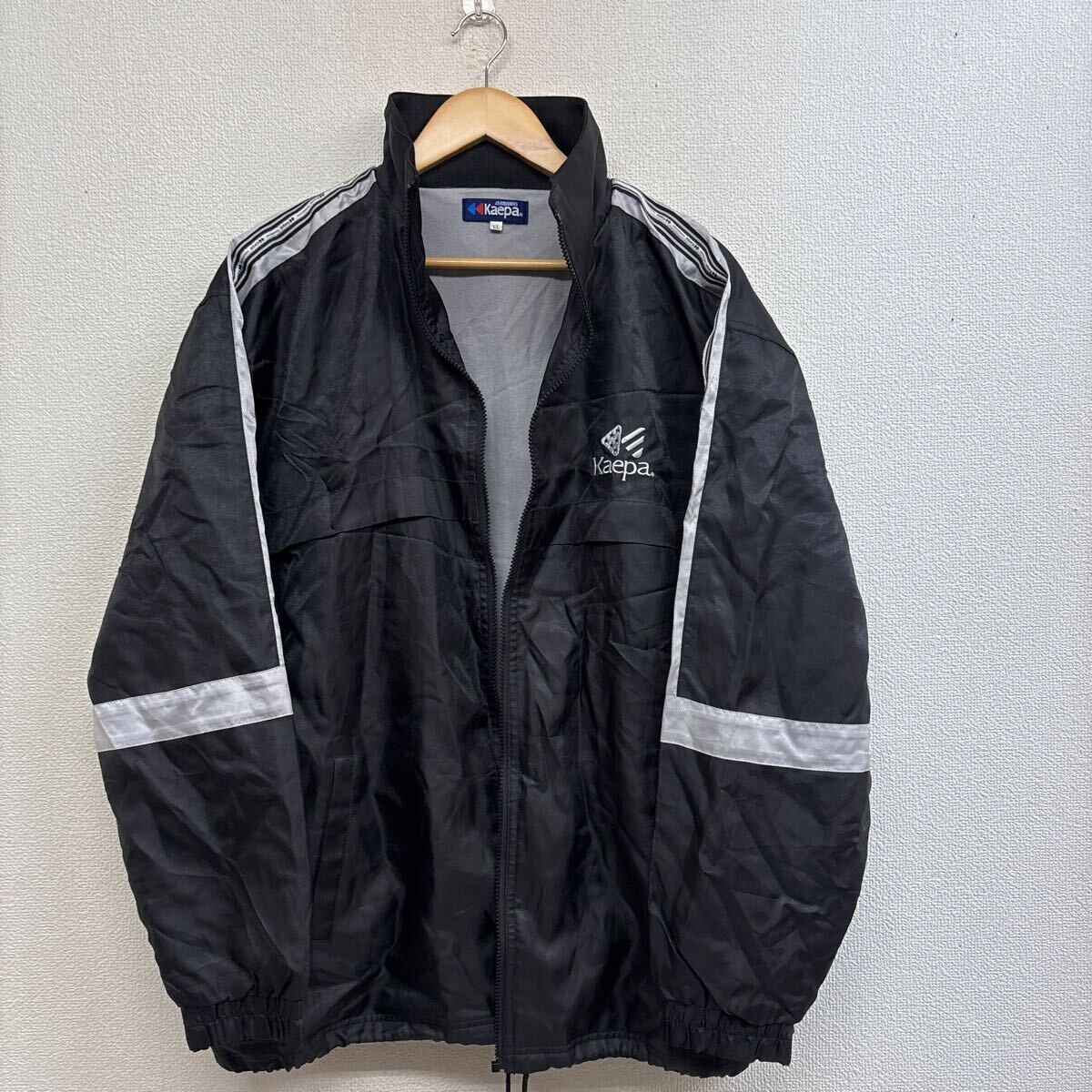 Q112 ファスナー破損 Kaepa ケイパ ウィンドブレーカー上 スポーツウェア ブラック メンズLL拍卖
