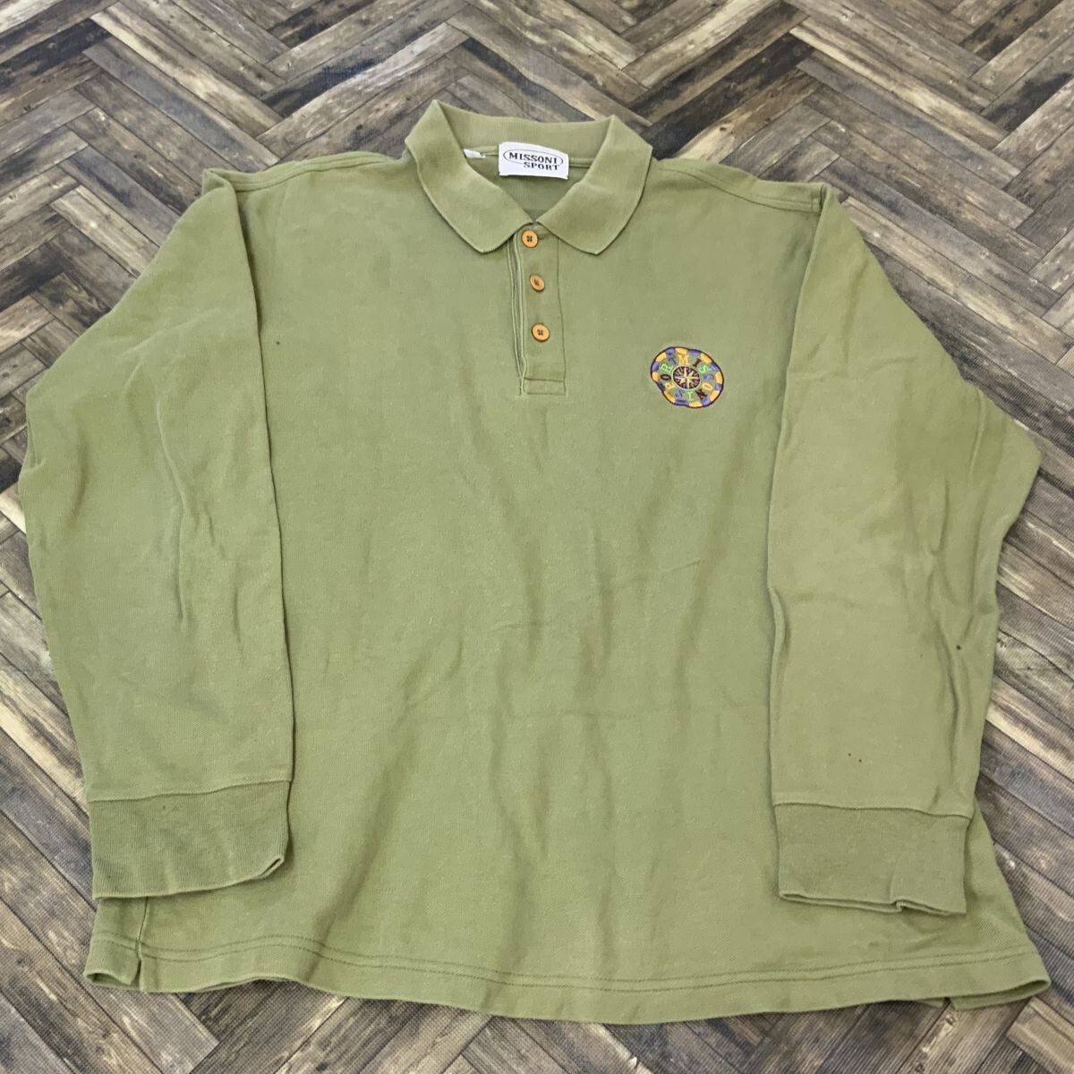 HY1976 長袖 ポロシャツ カーキ M拍卖