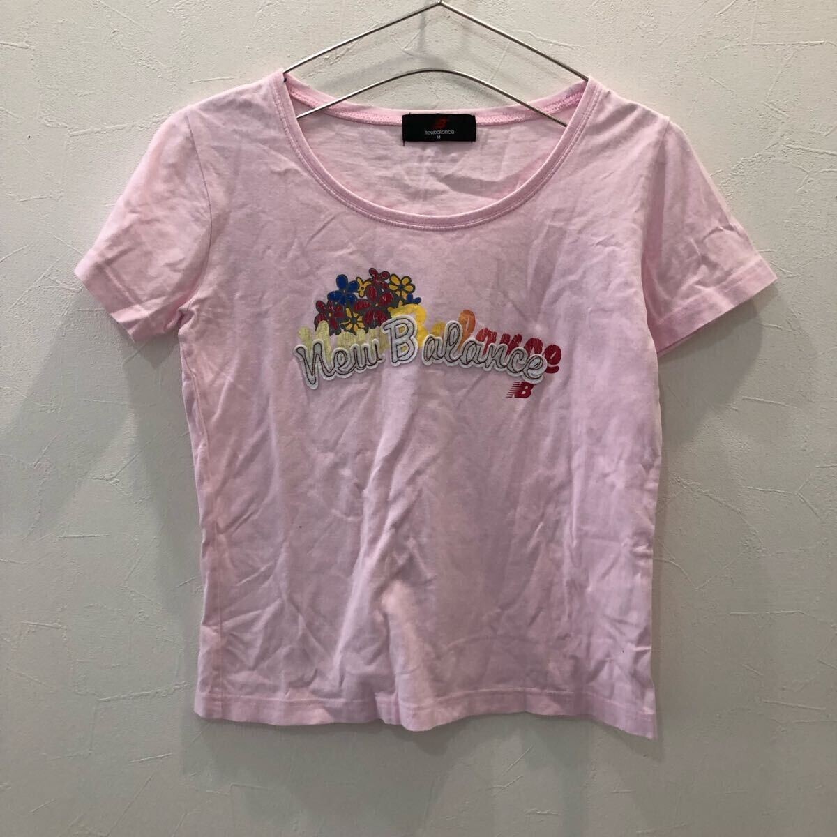 NY193 ニューバランス 半袖Tシャツ ピンク レディース M 身幅42着丈50拍卖