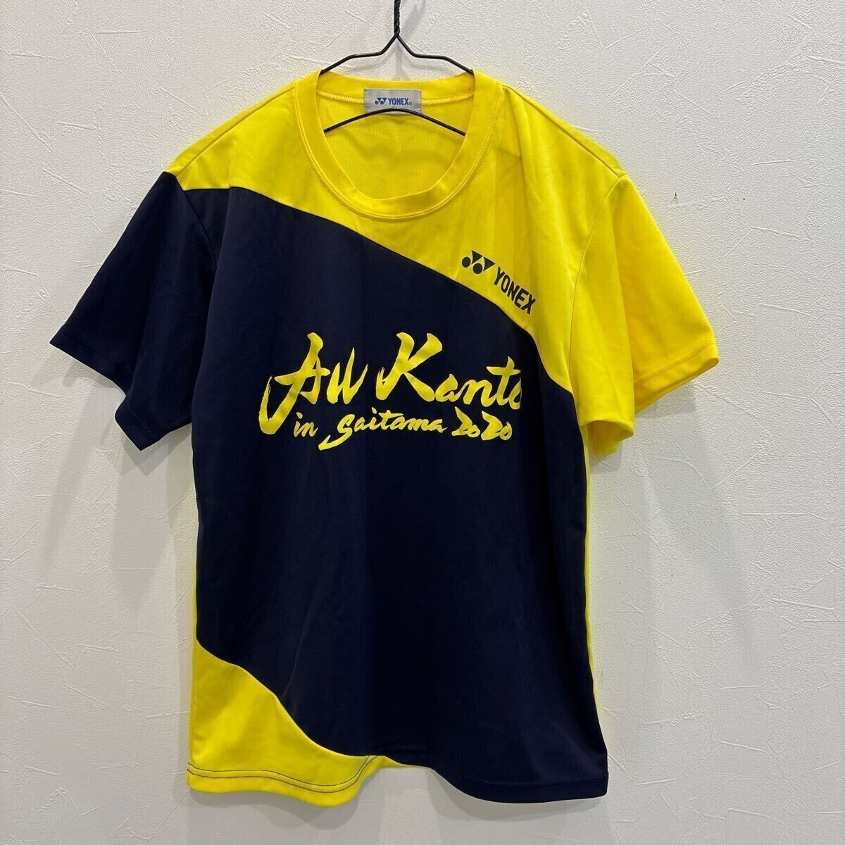 QY385 YONEX ヨネックス 半袖tシャツ スポーツウェア イエロー ネイビー ALL Kanto in Saitama 2020 メンズS拍卖
