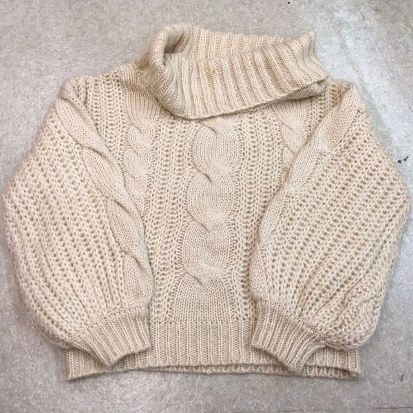Q248 OLIVE des OLIVE ケーブルニット タートルネック フリーサイズ ベージュ拍卖