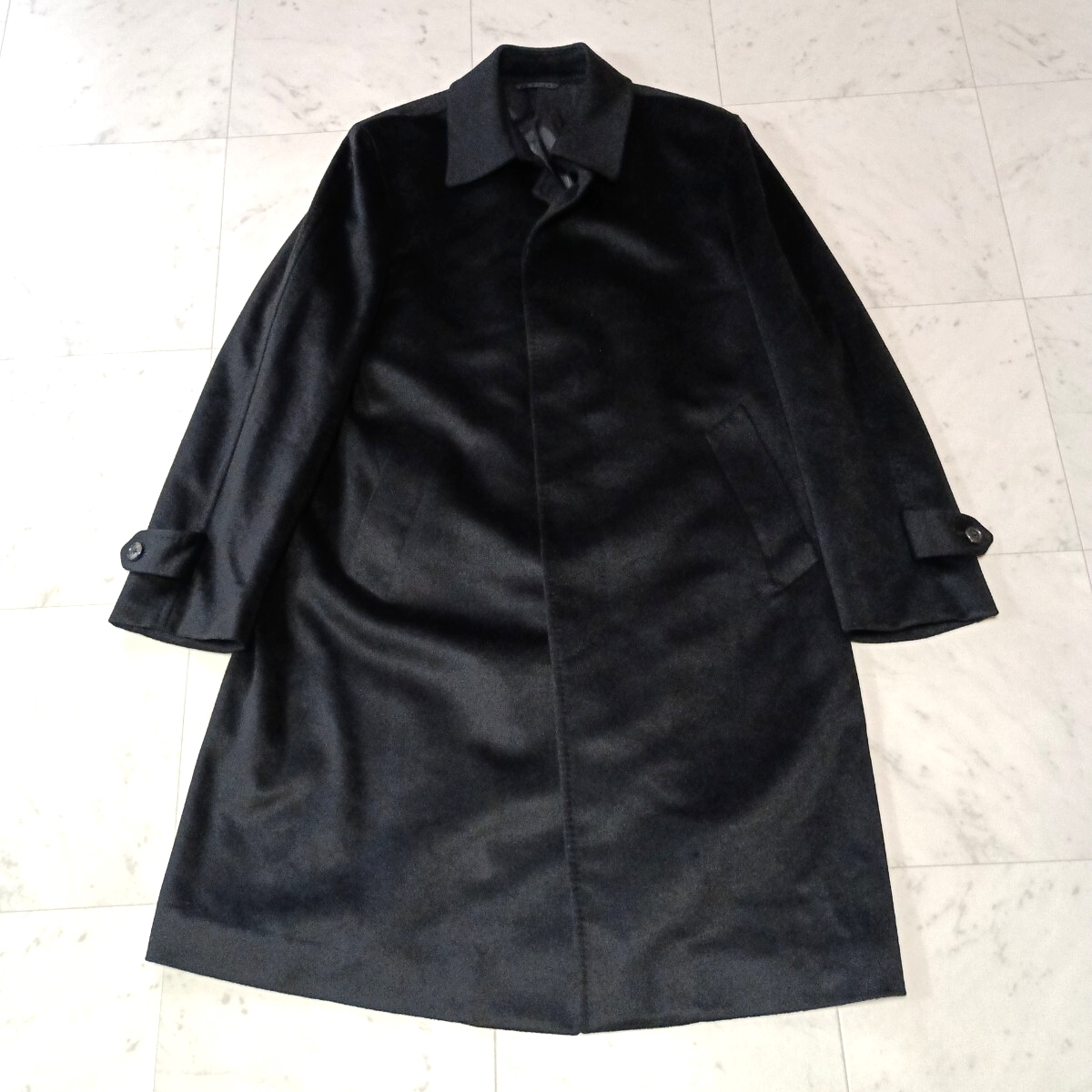 72 D'URBAN ダーバン ステンカラーコート カシミヤ混 ロングコート ブラック アウター 紳士 サイズLL 51101I拍卖