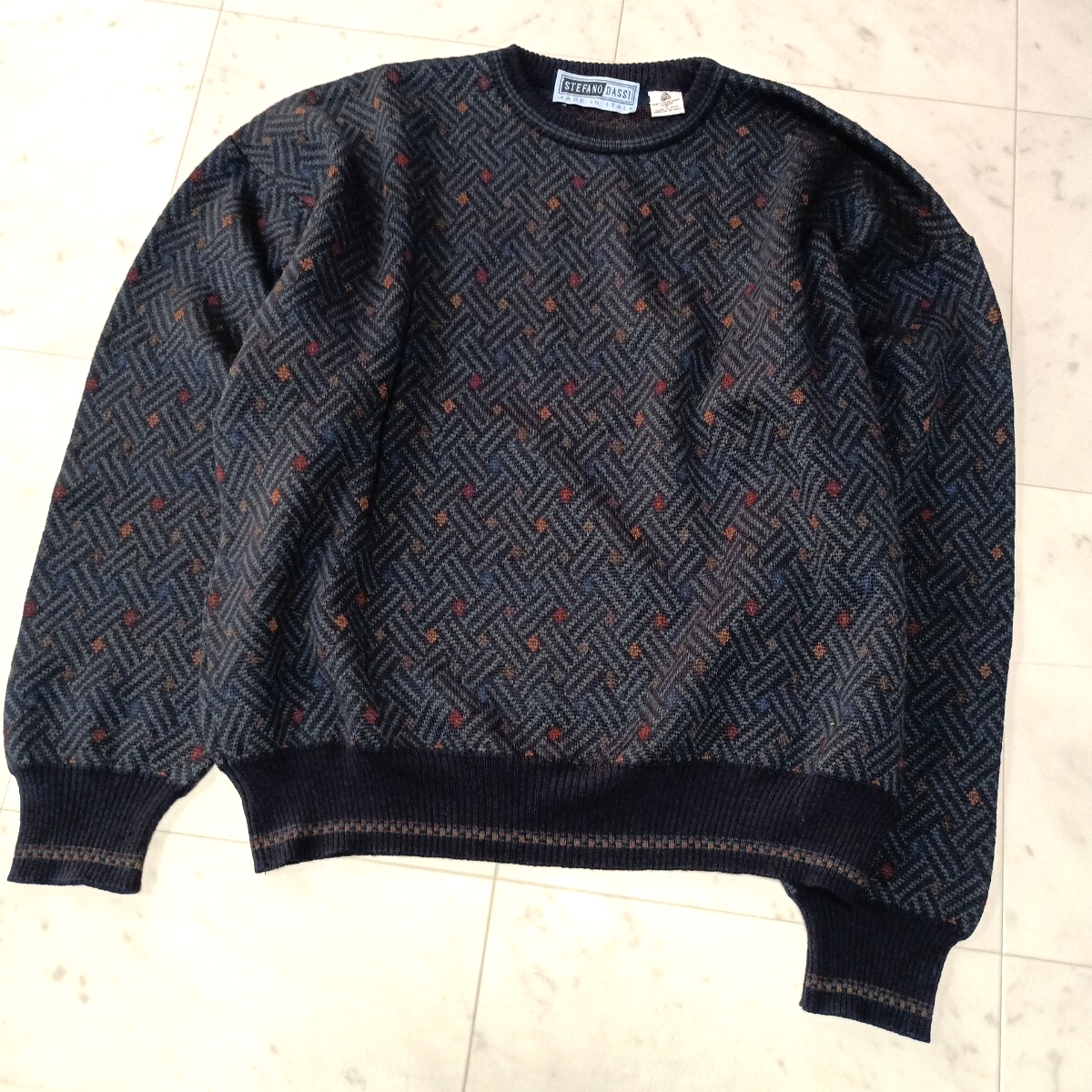 73 STEFANODASSI ステファノダッシ ニット セーター 総柄 古着 プルオーバー イタリア製 サイズM 51101T拍卖
