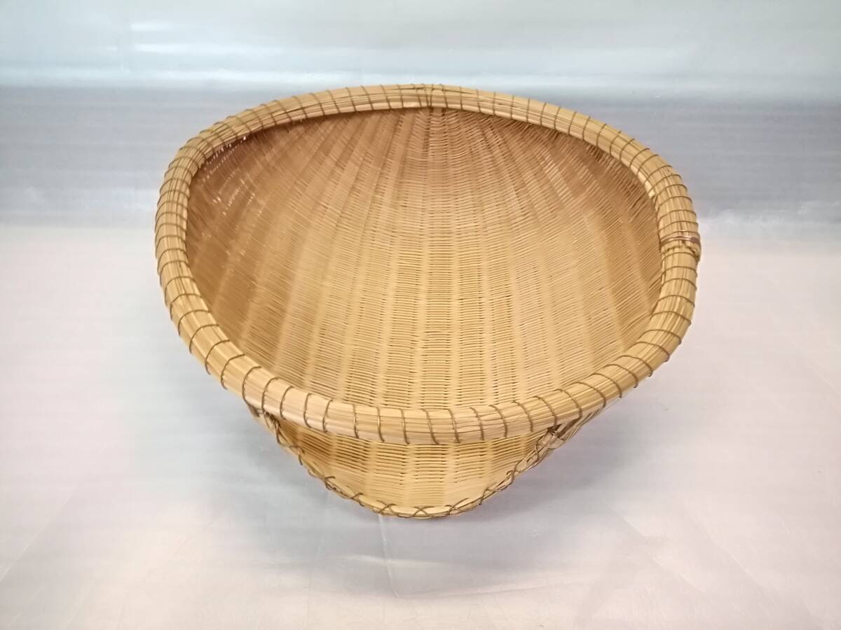 片口ざる 竹ざる 竹籠 竹ザル/竹かご/竹カゴ/片口かご 手作り 竹細工/竹編み 竹製/木製 レトロ 民具 【未使用】〈ga〉拍卖