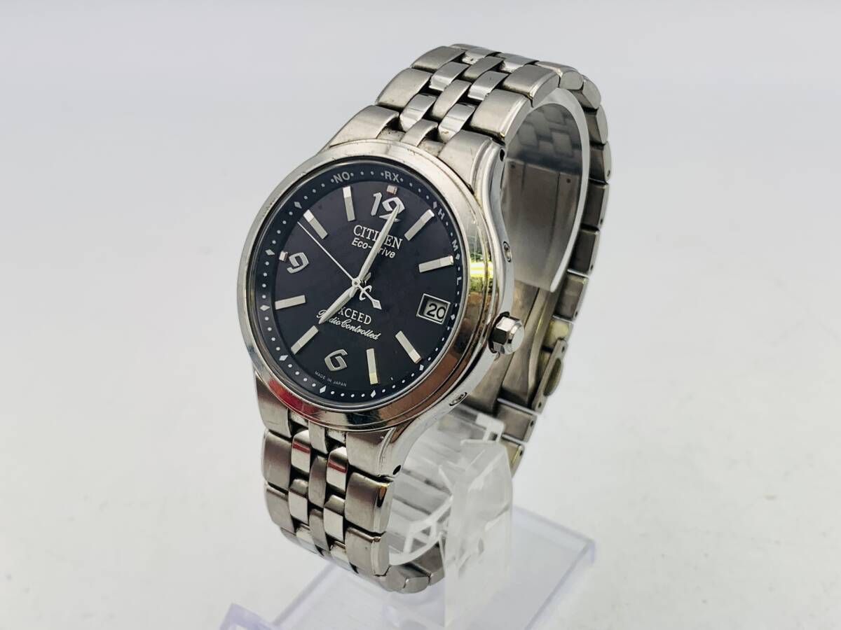 1円〜【稼働品】CITIZEN Eco-Drive 腕時計 EXCEED H111-T013627 黒文字盤 メンズ ソーラー シチズン エコ エクシード【60】2511201UN3KP拍卖
